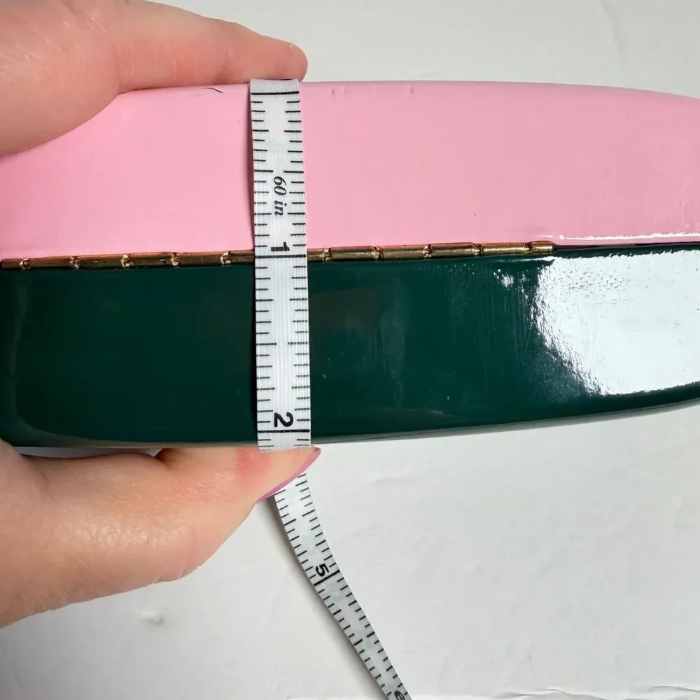 Kate Spade NY Pink Green Hard Eyeglass Case Sunglasses Holder Logo